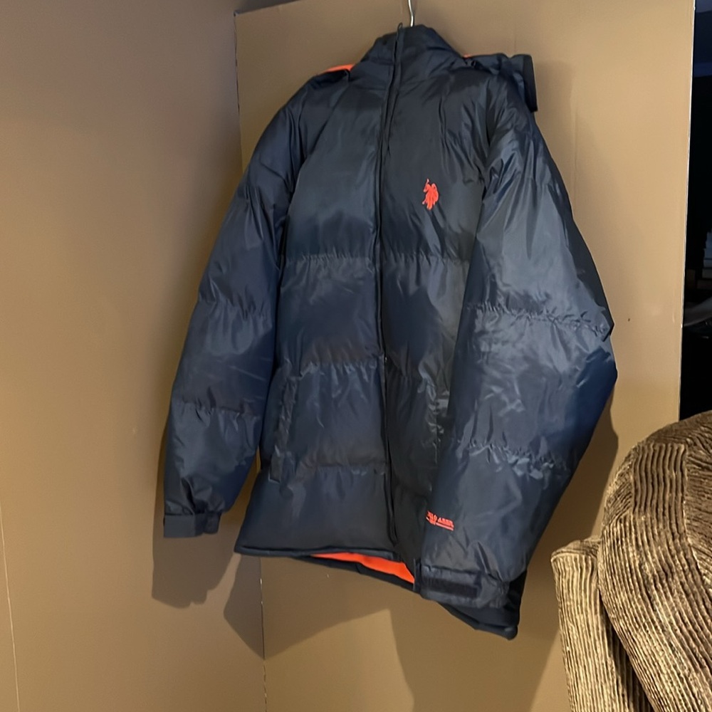 US Polo ASSN Men’s Winter Hooded/Coat in Navy Blue Sz L